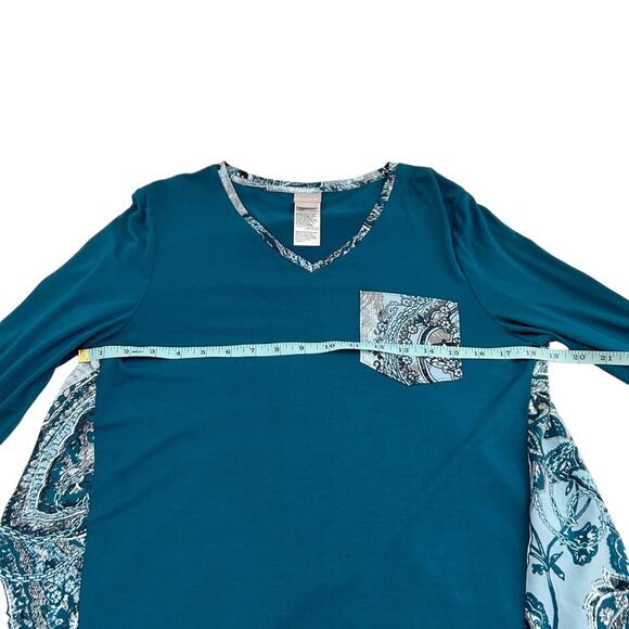 Chico’s Blue Multicolor Paisley Floral Woven Back Tunic Top, Size 1=Small - Picture 10 of 14